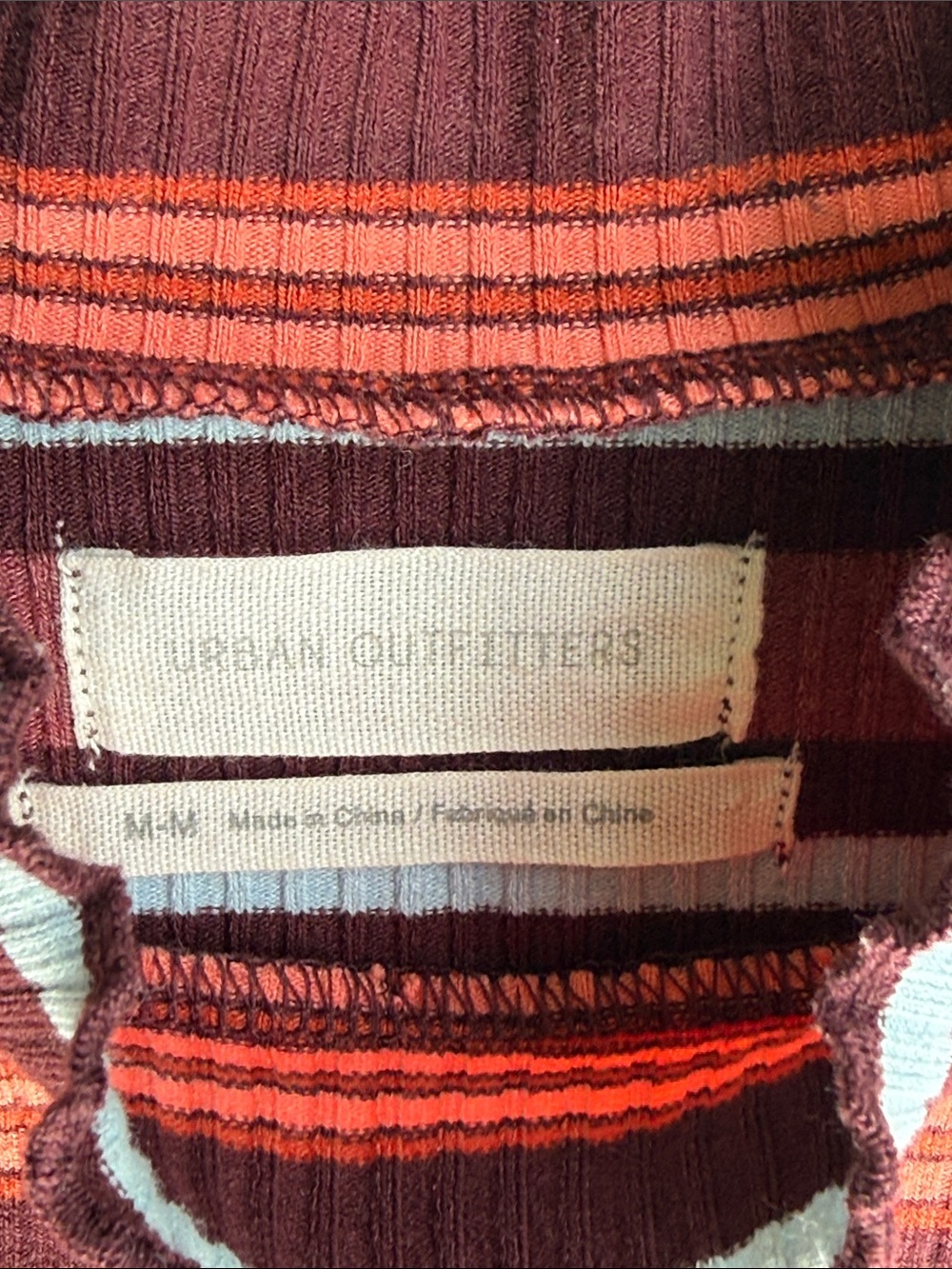 Urban Outfitters Short Sleeve Striped Ribbed Knit Bodycon Dress Size Medium - Picture 3 of 10
